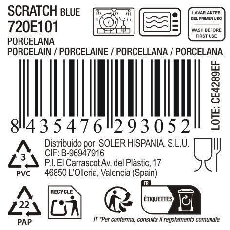 La Mediterranea Bandeja Oval Scratch Blue, 18 unidades