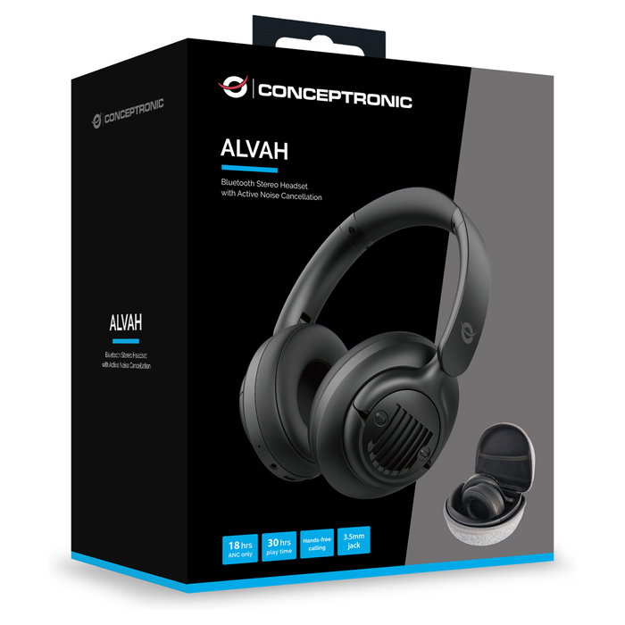 Conceptronic ALVAH02B Auriculares Inalámbricos con Cancelación de Ruido Negro