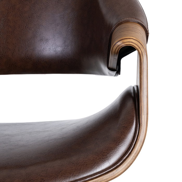 Silla Marrón Madera / Simil Piel 61 X 56 X 82 cm Silla Marrón Madera / Simil Piel 61 X 56 X 82 cm