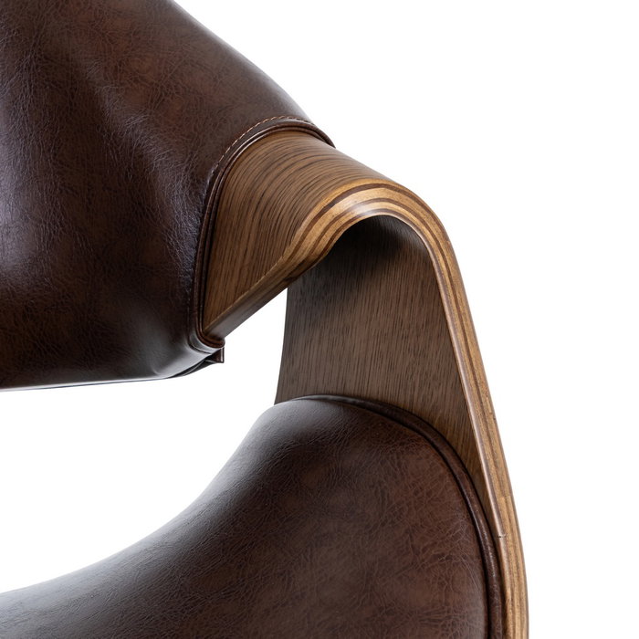 Silla Marrón Madera / Simil Piel 61 X 56 X 82 cm Silla Marrón Madera / Simil Piel 61 X 56 X 82 cm