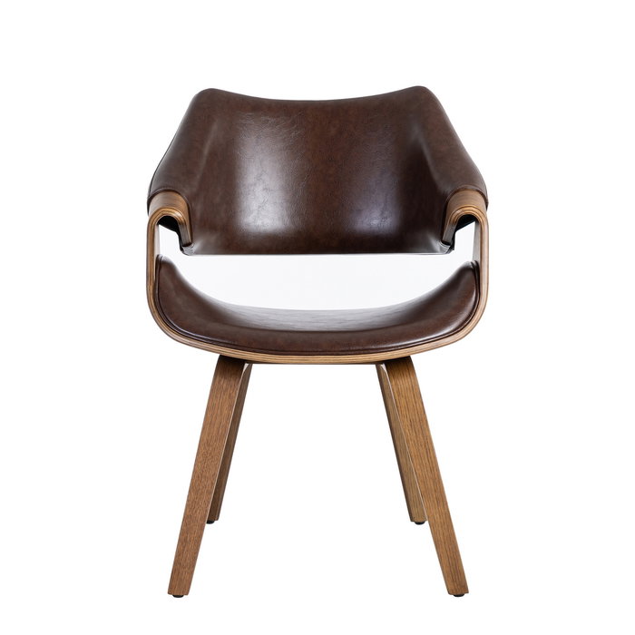 Silla Marrón Madera / Simil Piel 61 X 56 X 82 cm Silla Marrón Madera / Simil Piel 61 X 56 X 82 cm