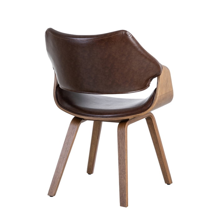 Silla Marrón Madera / Simil Piel 61 X 56 X 82 cm Silla Marrón Madera / Simil Piel 61 X 56 X 82 cm