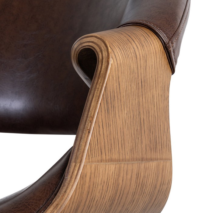 Silla Marrón Madera / Simil Piel 61 X 56 X 82 cm Silla Marrón Madera / Simil Piel 61 X 56 X 82 cm