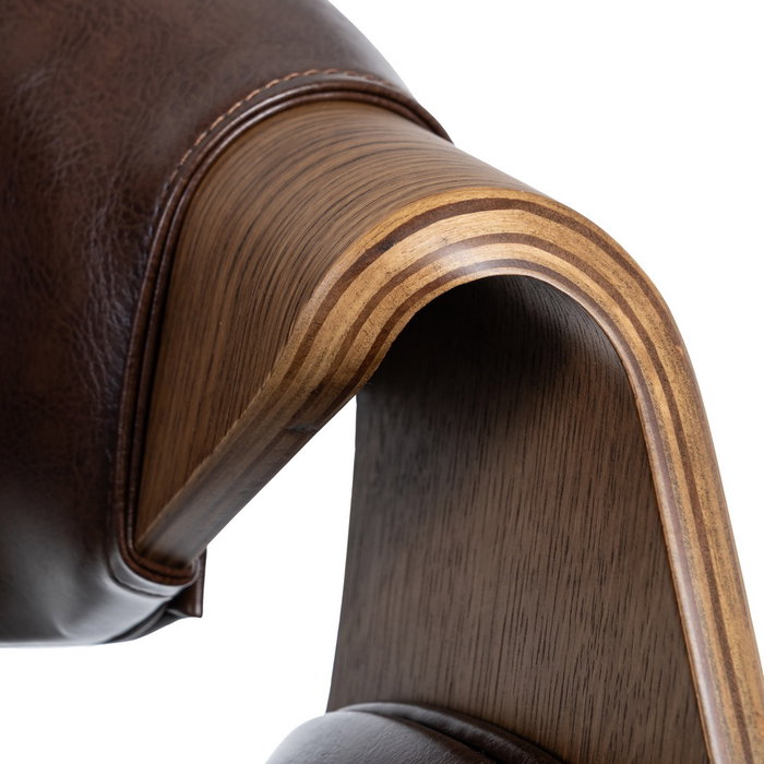 Silla Marrón Madera / Simil Piel 61 X 56 X 82 cm Silla Marrón Madera / Simil Piel 61 X 56 X 82 cm