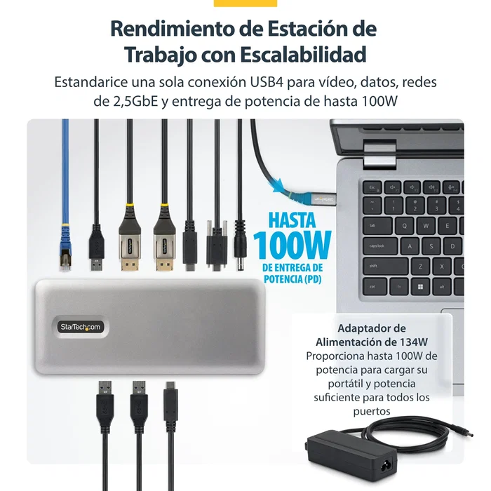 StarTech USB4 Dual Display Docking Station 4K con carga de 100W StarTech USB4 Dual Display Docking Station 4K con carga de 100W