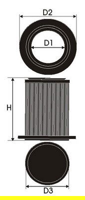 Green Filters Filtro de Aire Sustitucion G791017 Redondo D1: 69mm D2: 138mm H: 207mm