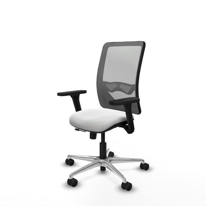 PIQUERAS Y CRESPO Silla de oficina Zulema con mecanismo Sincro/Traslack, Brazos 3D, Blanco y Gris