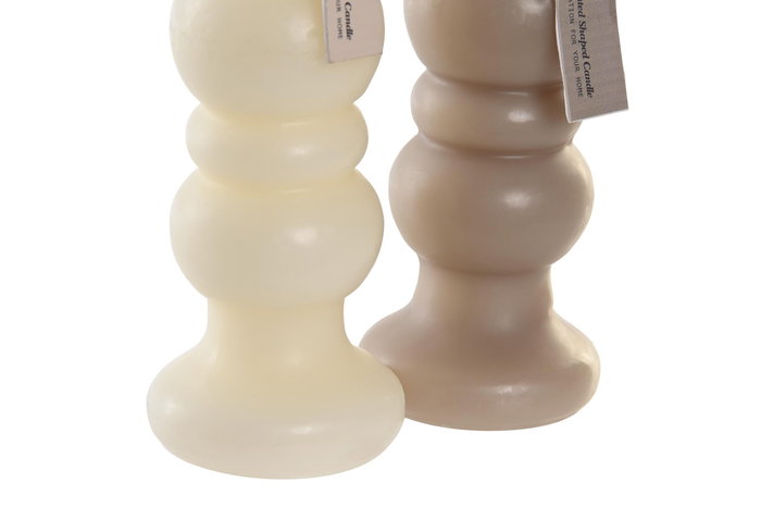 DKD Home Decor Vela Abstracta Cera Parafina Blanco Gris 5 x 15 x 5 cm 12 Unidades Duración 8h