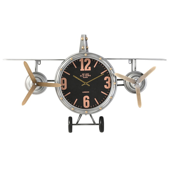 DKD Home Decor Reloj de Pared Metal Avión Plateado BOLAI AVION 25 DKD Home Decor Reloj de Pared Metal Avión Plateado BOLAI AVION 25