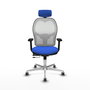 PIQUERAS Y CRESPO Silla de oficina Jorquera con mecanismo Sincro/Traslack, Azul y Blanco