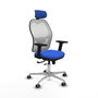 PIQUERAS Y CRESPO Silla de oficina Jorquera con mecanismo Sincro/Traslack, Azul y Blanco