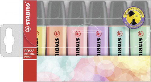 Stabilo BOSS Original Marcadores Fluorescentes Colores Pastel, 6 Unidades Stabilo BOSS Original Marcadores Fluorescentes Colores Pastel, 6 Unidades
