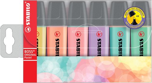 Stabilo BOSS Original Marcadores Fluorescentes Colores Pastel, 6 Unidades Stabilo BOSS Original Marcadores Fluorescentes Colores Pastel, 6 Unidades