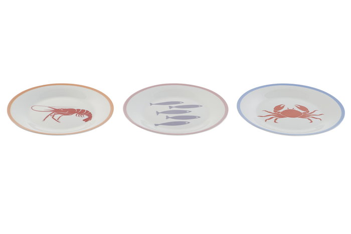 DKD Home Decor Juego de 12 Platos de Porcelana Aiguablava Multicolor Surtido DKD Home Decor Juego de 12 Platos de Porcelana Aiguablava Multicolor Surtido
