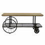 DKD Home Decor Mesa Centro Loft 54 x 52 x 112 cm Negro Natural Metal Abeto 1 Estantería Metal y Abeto Ruedas