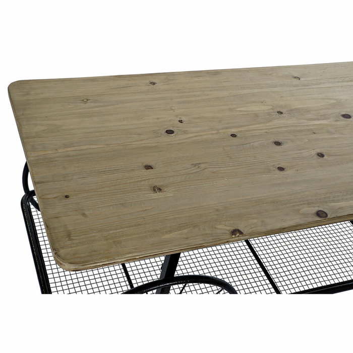 DKD Home Decor Mesa Centro Loft 54 x 52 x 112 cm Negro Natural Metal Abeto 1 Estantería Metal y Abeto Ruedas