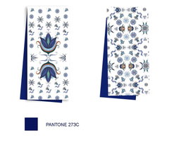DKD Home Decor Set de 2 Paños de Cocina de Algodón Azulejos Azul y Blanco
