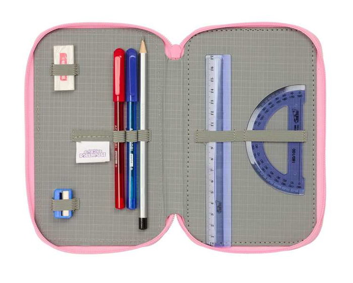 Safta Plumier Triple Estuche Escolar con 37 Piezas, Capacidad 12.5 x 19.5 x 5.5 cm, Para Material de Oficina y Papelería