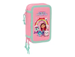Safta Plumier escolar Gabbys Doll House triple cremallera 37 piezas 195x125x55 mm