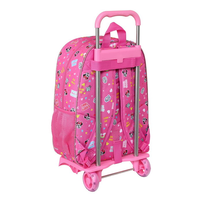 Mochila Escolar con Ruedas Minnie Mouse Lucky Rosa 33 x 42 x 14 cm