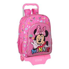 Mochila Escolar con Ruedas Minnie Mouse Lucky Rosa 33 x 42 x 14 cm