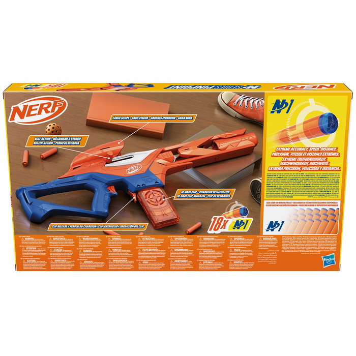 Hasbro Nerf N Series Pinpoint F8621 Pistola de Juguete con Mirilla y Cañón Extralargo, Lanzamiento por Bombeo, 10 Dardos