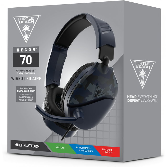 Turtle Beach Recon 70 Camo Azul Auriculares Gaming Over-Ear Estéreo para PS5, PS4, Xbox Series X|S, Xbox One, Nintendo Switch, PC