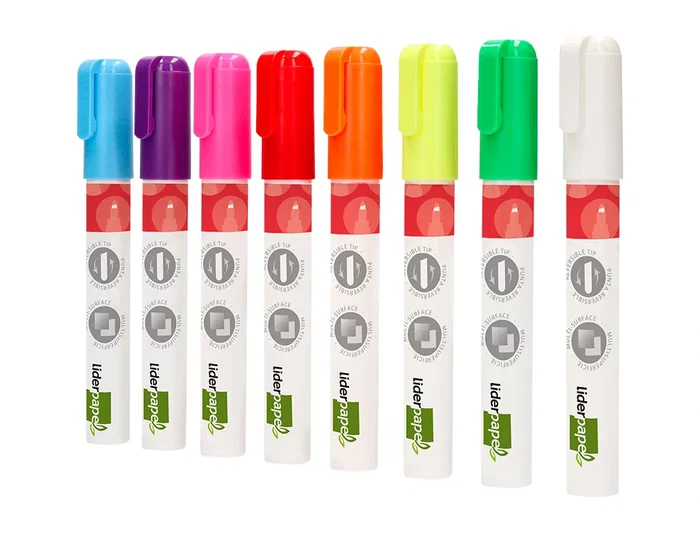 Liderpapel Rotulador Tiza Líquida Punta Redonda Trazo 6 mm Caja 8 Unidades Colores Surtidos