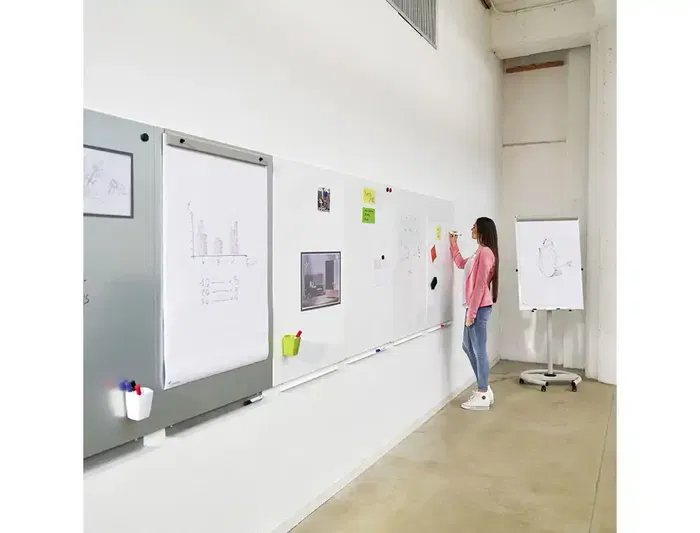 Rocada Pizarra Blanca Lacada Magnética Modular 240x120 cm (2 Módulos 120x120 cm) SkinWhiteBoard Apta para Rotuladores y Tiza Líquida