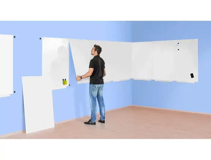 Rocada Pizarra Blanca Lacada Magnética Modular 240x120 cm (2 Módulos 120x120 cm) SkinWhiteBoard Apta para Rotuladores y Tiza Líquida