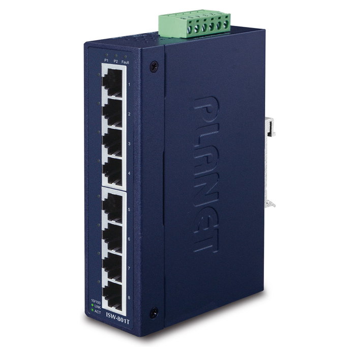Planet ISW-801T Switch Industrial de 8 Puertos Fast Ethernet 10/100TX IP30