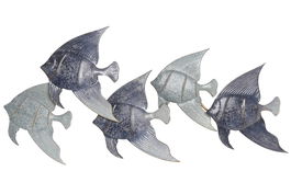 DKD Home Decor Decoración de Pared Atlántico Azul Marino y Azul Metal 91 x 46.5 x 7 cm (2 Unidades)