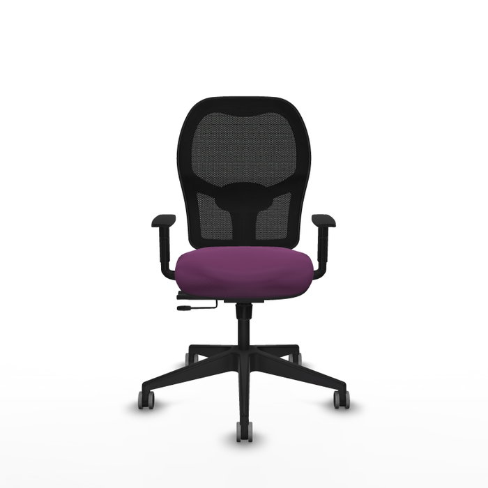 PIQUERAS Y CRESPO Silla de oficina Alocén con mecanismo traslack, malla negra y asiento en similpiel morado PIQUERAS Y CRESPO Silla de oficina Alocén con mecanismo traslack, malla negra y asiento en similpiel morado