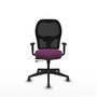PIQUERAS Y CRESPO Silla de oficina Alocén con mecanismo traslack, malla negra y asiento en similpiel morado