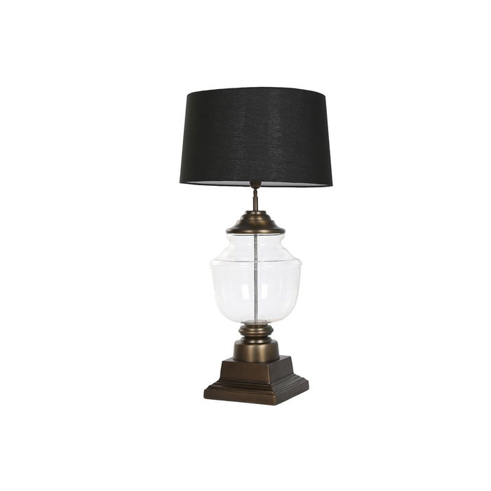DKD Home Decor Lámpara de Sobremesa de Acero Patinado y Cristal Bronce y Negro