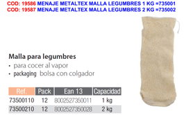 METALTEX Malla Legumbres 9x34 cm