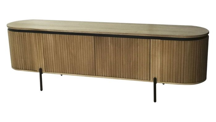 DKD Home Decor Mueble TV Paulownia y Metal Natural 180x40x55 DKD Home Decor Mueble TV Paulownia y Metal Natural 180x40x55