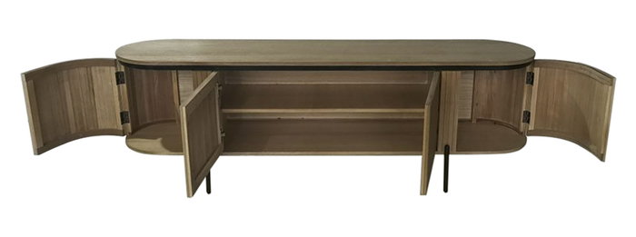 DKD Home Decor Mueble TV Paulownia y Metal Natural 180x40x55 DKD Home Decor Mueble TV Paulownia y Metal Natural 180x40x55