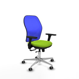 PIQUERAS Y CRESPO Silla de oficina Jorquera con mecanismo Sincro/Traslack, Pistacho y Azul
