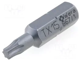 WERA Punta de destornillador Torx® TX15 de 25 mm