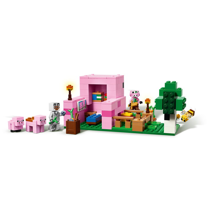 LEGO Minecraft 21268 La Casa-Cerdo Bebe, Set de Construccion de Casa del Cerdo con Figuras de Personaje, Piglin Zombi, Abeja y Granja, Juguete Creativo para Niños 7+ Años