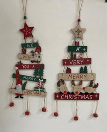 DKD Home Decor Decoración Colgante MDF Árbol Surtido de 2