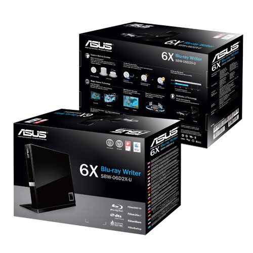ASUS SBW-06D2X-U Unidad Óptica Blu-Ray DVD Combo Externa USB 2.0 Negra 90-DT20305-UA151KZ