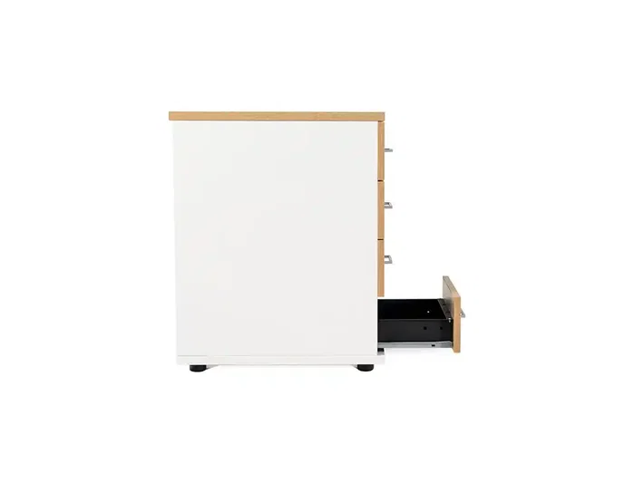 Rocada Cajonera Serie Store 60x40x60 cm Blanco/Blanco con 3 Cajones Metálicos y Ruedas con Freno