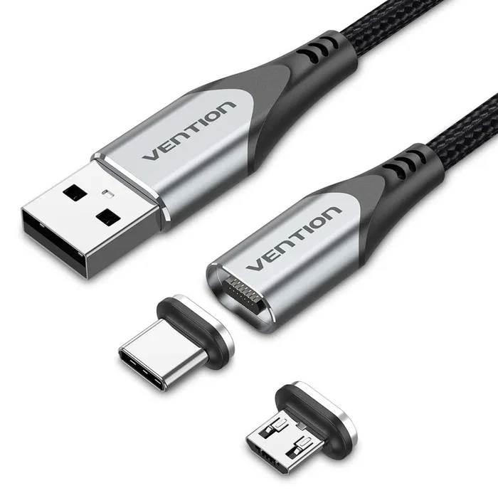Vention Cable Magnético USB 2.0 2-en-1 Micro USB y USB-C 50cm Gris Vention Cable Magnético USB 2.0 2-en-1 Micro USB y USB-C 50cm Gris