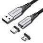 Vention Cable Magnético USB 2.0 2-en-1 Micro USB y USB-C 50cm Gris