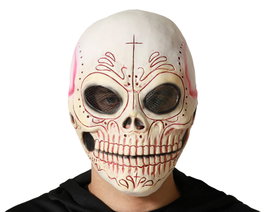 Máscara de Calavera Mexicana de Látex con Motivos Coloridos