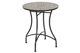 DKD Home Decor Mesa Terraza y Jardin Piedra Metal Multicolor Negro 60 x 60 x 72 cm