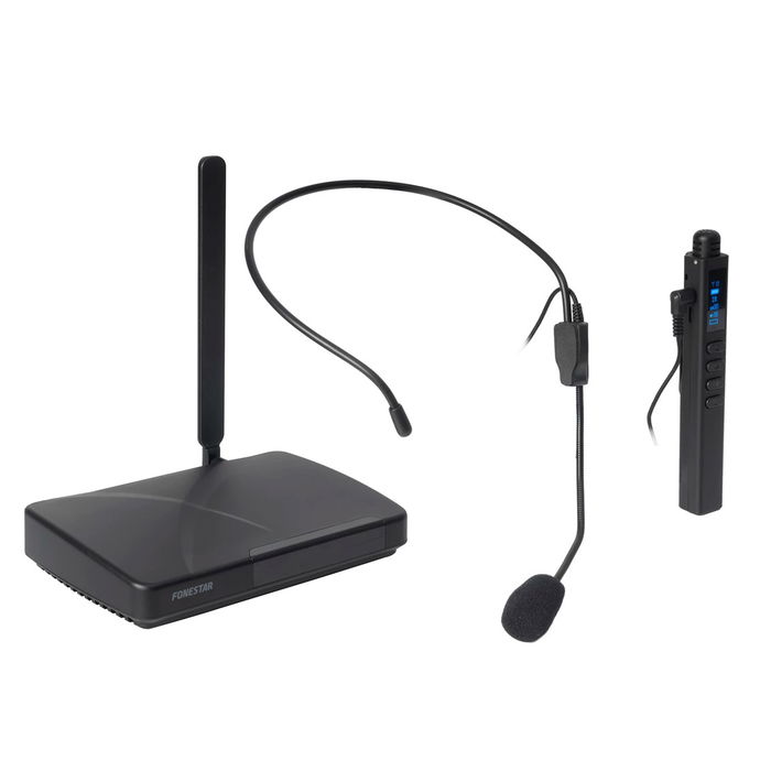 Fonestar Academy - 1 Micrófono Inalámbrico de Mano/Cabeza UHF, Presentador con Puntero Láser, para Educación y Presentaciones, Incluye Receptor y Batería Recargable Fonestar Academy - 1 Micrófono Inalámbrico de Mano/Cabeza UHF, Presentador con Puntero Láser, para Educación y Presentaciones, Incluye Receptor y Batería Recargable