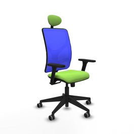 PIQUERAS Y CRESPO Silla de oficina Motilla, Sincro, Pistacho/Azul, Brazos 3D, Cabecero Fijo